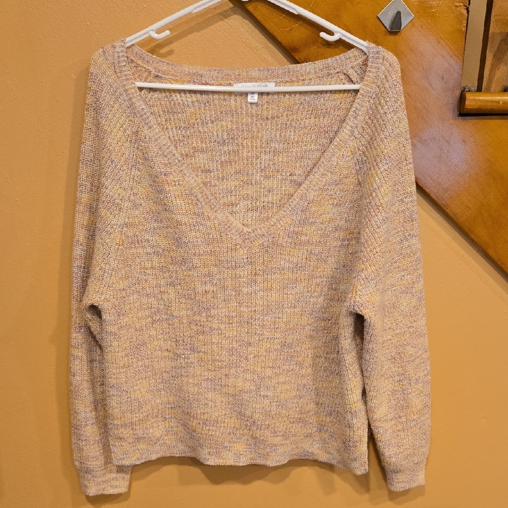 Cozy V-Neck Sparkle Sweater in Cream